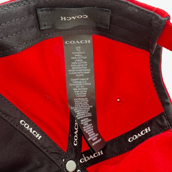 NEW Coach Baseball Cap with Embroidered Coach Logo in Red, Hat- Unisex - Picture 12 of 13